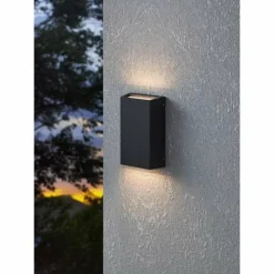 Luminaires Eglo Applique murale d'extérieur Eglo SPONGANO LED Noir, 2 lumières