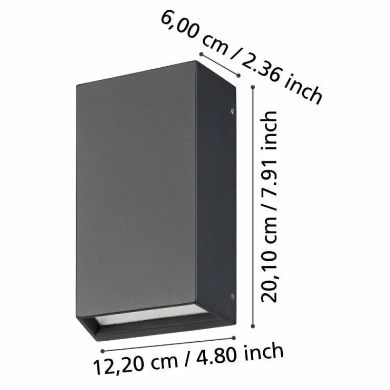 Luminaires Eglo Applique murale d'extérieur Eglo SPONGANO LED Noir, 2 lumières