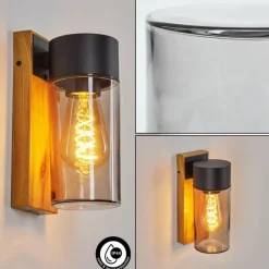 Suspension Verre Fumé-hofstein Applique murale d'extérieur Tabary Brun, Couleur bois, Noir, 1 lumière