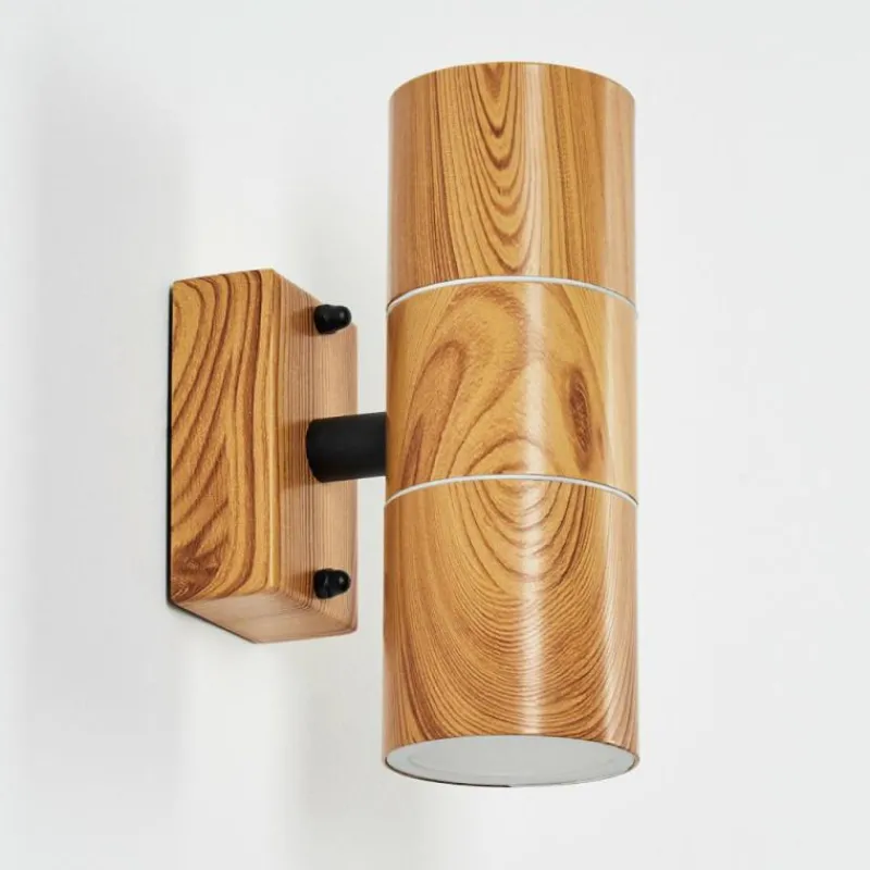 hofstein Applique murale d'extérieur Tenvik Brun, Couleur bois, Noir, 2 lumières