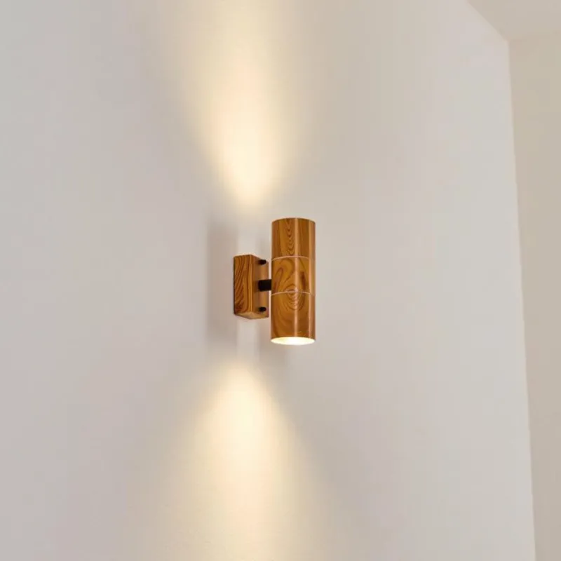 hofstein Applique murale d'extérieur Tenvik Brun, Couleur bois, Noir, 2 lumières