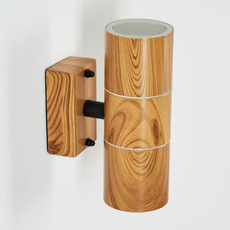 hofstein Applique murale d'extérieur Tenvik Brun, Couleur bois, Noir, 2 lumières