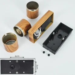 Lampes En Bois-hofstein Applique murale d'extérieur Tenvik Brun, Couleur bois, Noir, 2 lumières, Détecteur de mouvement