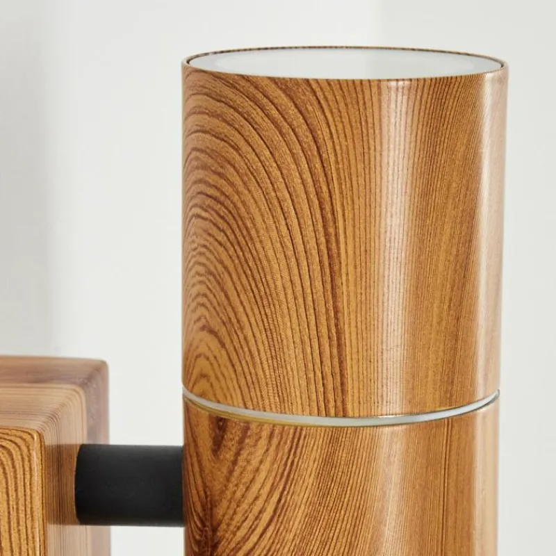 Lampes En Bois-hofstein Applique murale d'extérieur Tenvik Brun, Couleur bois, Noir, 2 lumières, Détecteur de mouvement