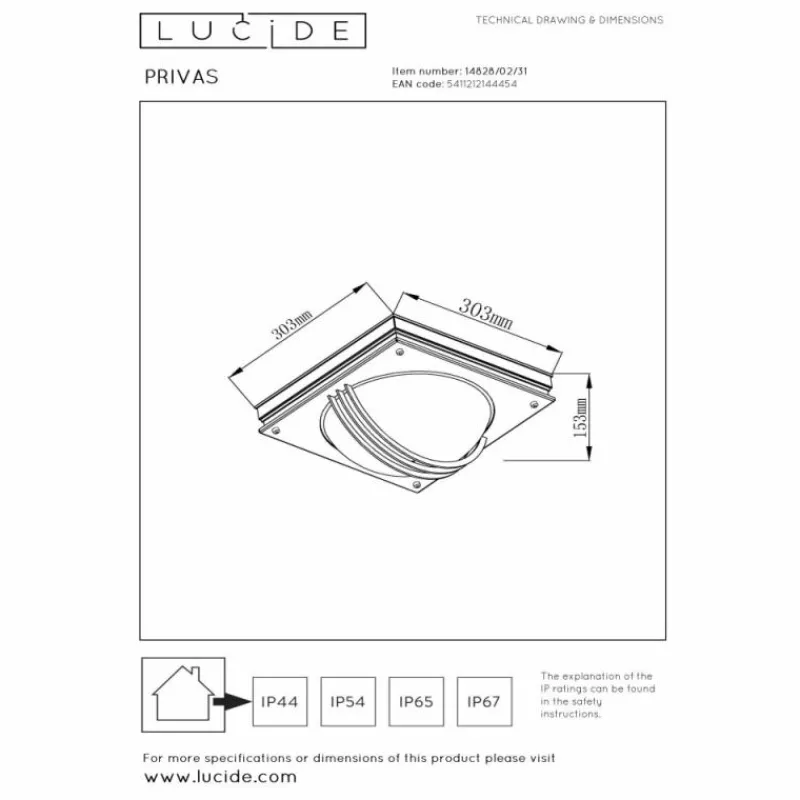 Luminaires Lucide Applique murale d'extérieur Lucide PRIVAS Blanc, 2 lumières