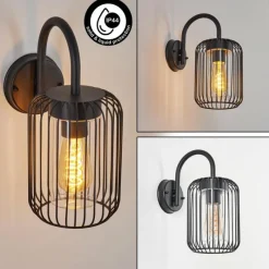 Lampes Vintages & Rétros-hofstein Applique murale d'extérieur Bongle Noir, 1 lumière