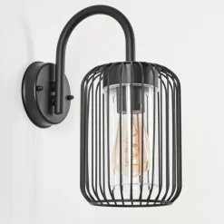 Lampes Vintages & Rétros-hofstein Applique murale d'extérieur Bongle Noir, 1 lumière