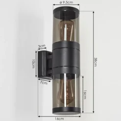 Suspension Verre Fumé-hofstein Applique murale d'extérieur Tolsona Noir, 2 lumières