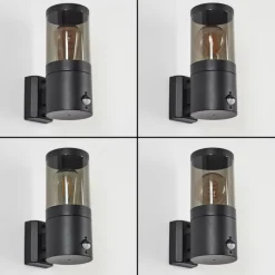 Suspension Verre Fumé-hofstein Applique murale d'extérieur Tolsona Noir, 1 lumière, Détecteur de mouvement