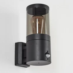 Suspension Verre Fumé-hofstein Applique murale d'extérieur Tolsona Noir, 1 lumière, Détecteur de mouvement