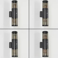 Suspension Verre Fumé-hofstein Applique murale d'extérieur Tolsona Noir, 2 lumières, Détecteur de mouvement