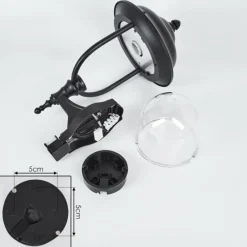 Lampes Vintages & Rétros-hofstein Applique murale d'extérieur Jeannot Noir, 1 lumière, Détecteur de mouvement