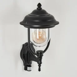 Lampes Vintages & Rétros-hofstein Applique murale d'extérieur Jeannot Noir, 1 lumière, Détecteur de mouvement