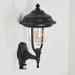 Lampes Vintages & Rétros-hofstein Applique murale d'extérieur Jeannot Noir, 1 lumière, Détecteur de mouvement