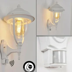Lampes Vintages & Rétros-hofstein Applique murale d'extérieur Jeannot Blanc, 1 lumière, Détecteur de mouvement