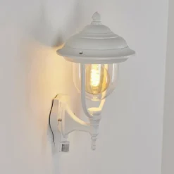 Lampes Vintages & Rétros-hofstein Applique murale d'extérieur Jeannot Blanc, 1 lumière, Détecteur de mouvement