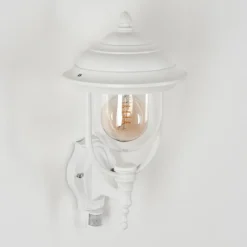 Lampes Vintages & Rétros-hofstein Applique murale d'extérieur Jeannot Blanc, 1 lumière, Détecteur de mouvement