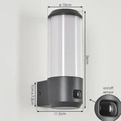 hofstein Applique murale d'extérieur Gondoyer Anthracite, 1 lumière, Détecteur de mouvement