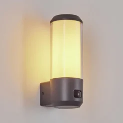 hofstein Applique murale d'extérieur Gondoyer Anthracite, 1 lumière, Détecteur de mouvement