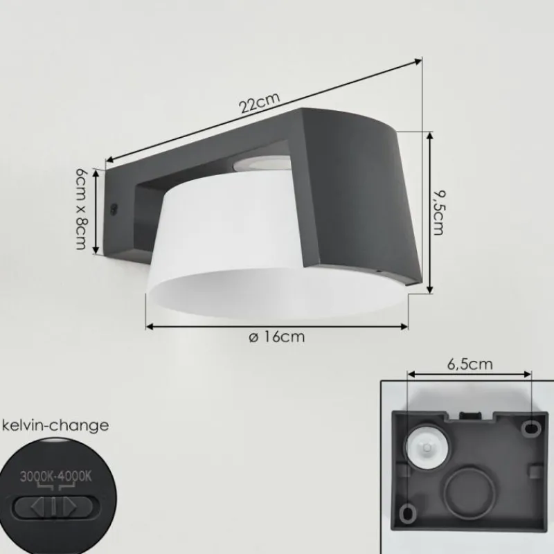 hofstein Applique murale d'extérieur Lafite Anthracite, 1 lumière