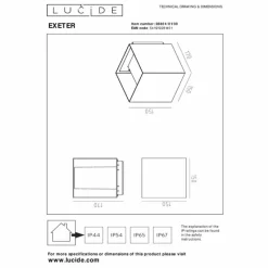 Luminaires Lucide Applique murale d'extérieur Lucide EXETER Noir, 1 lumière