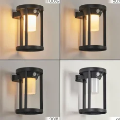hofstein Applique murale d'extérieur Lokpano LED Noir, 1 lumière, Détecteur de mouvement, Changeur de couleurs