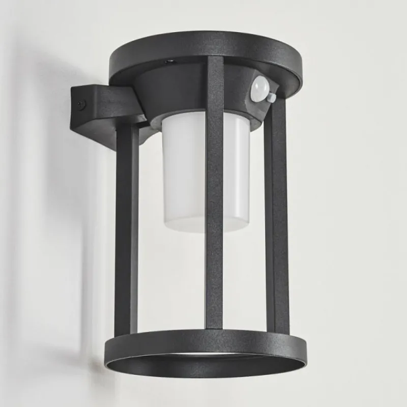 hofstein Applique murale d'extérieur Lokpano LED Noir, 1 lumière, Détecteur de mouvement, Changeur de couleurs