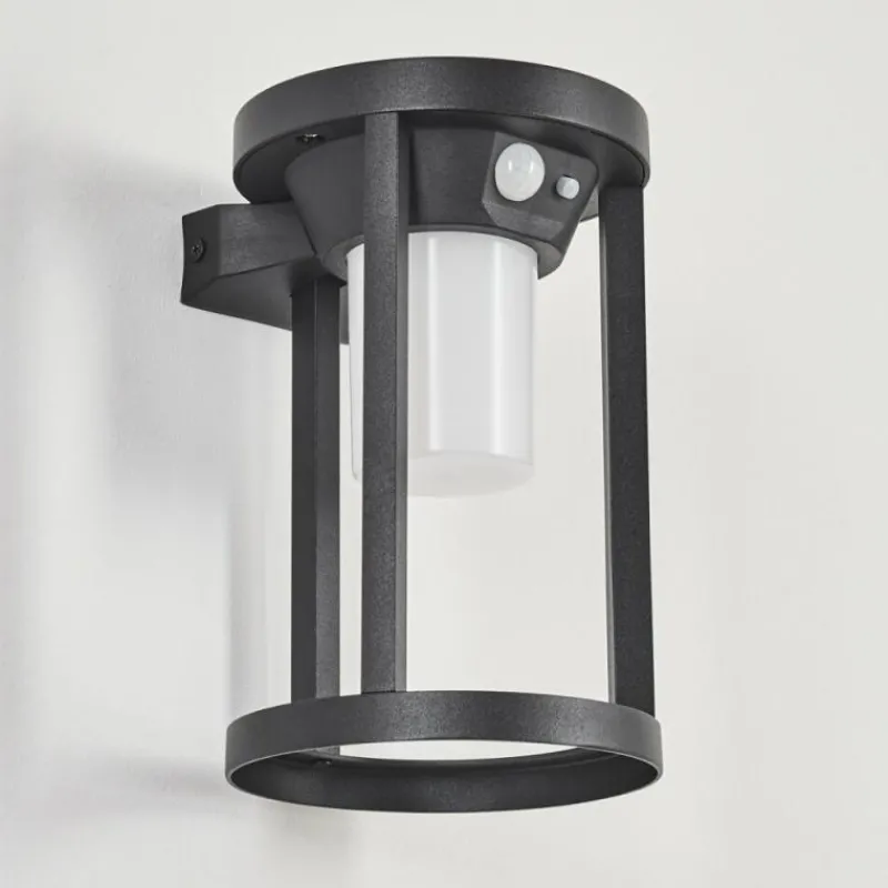 hofstein Applique murale d'extérieur Lokpano LED Noir, 1 lumière, Détecteur de mouvement, Changeur de couleurs