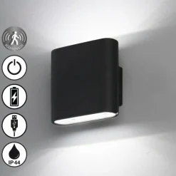FHL easy Applique murale d'extérieur Magnetics LED Noir, 2 lumières, Détecteur de mouvement* Éclairage Led