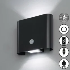 FHL easy Applique murale d'extérieur Magnetics LED Noir, 2 lumières, Détecteur de mouvement* Éclairage Led