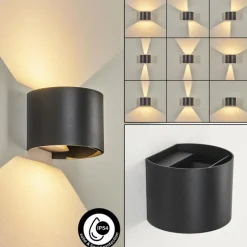 hofstein Applique murale d'extérieur Tamarin LED Noir, 2 lumières