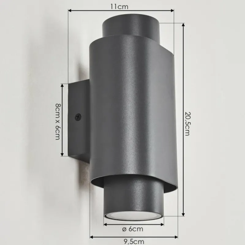 hofstein Applique murale d'extérieur Guampacha Anthracite, 2 lumières
