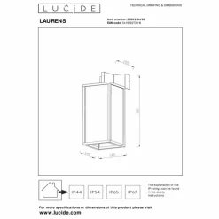 Luminaires Lucide Applique murale d'extérieur Lucide LAURENS Noir, 1 lumière