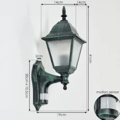 Luminaires Rustiques-hofstein Applique murale d'extérieur Naofe Vert, Noir, 1 lumière, Détecteur de mouvement