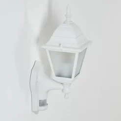 Luminaires Rustiques-hofstein Applique murale d'extérieur Naofe Blanc, 1 lumière, Détecteur de mouvement