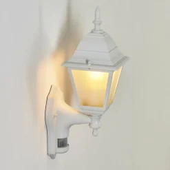 Luminaires Rustiques-hofstein Applique murale d'extérieur Naofe Blanc, 1 lumière, Détecteur de mouvement