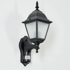 Luminaires Rustiques-hofstein Applique murale d'extérieur Naofe Noir, 1 lumière, Détecteur de mouvement