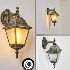 Luminaires Rustiques-hofstein Applique murale d'extérieur Naofe Brun, Or, 1 lumière