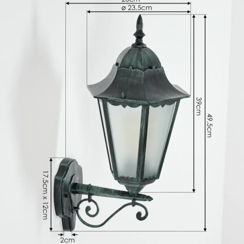 Luminaires Rustiques-hofstein Applique murale d'extérieur Hongkong Vert, Noir, 1 lumière