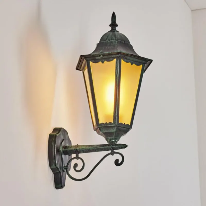 Luminaires Rustiques-hofstein Applique murale d'extérieur Hongkong Vert, Noir, 1 lumière