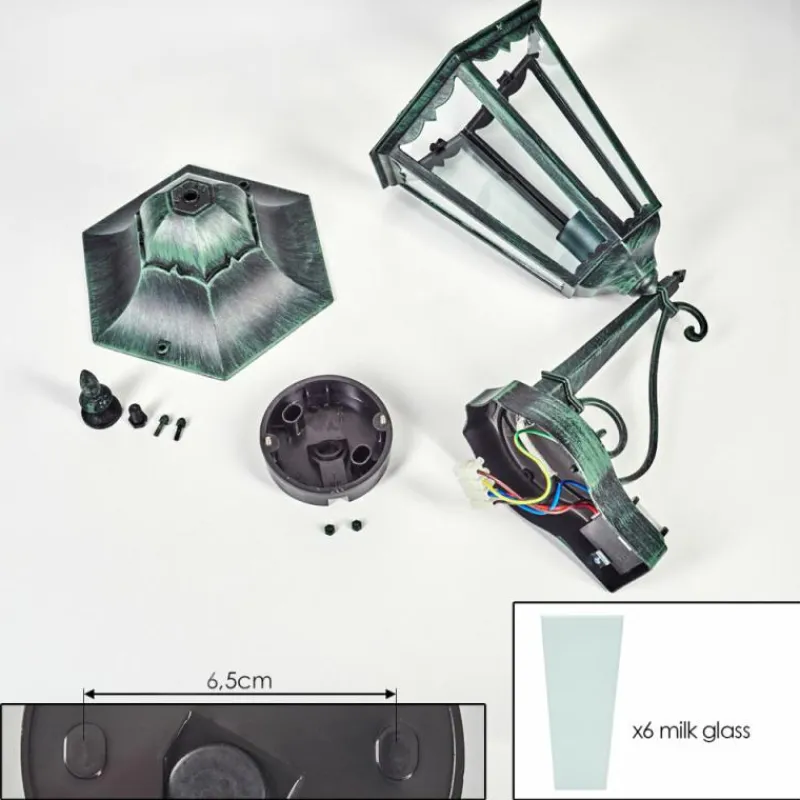 Luminaires Rustiques-hofstein Applique murale d'extérieur Hongkong Vert, Noir, 1 lumière, Détecteur de mouvement