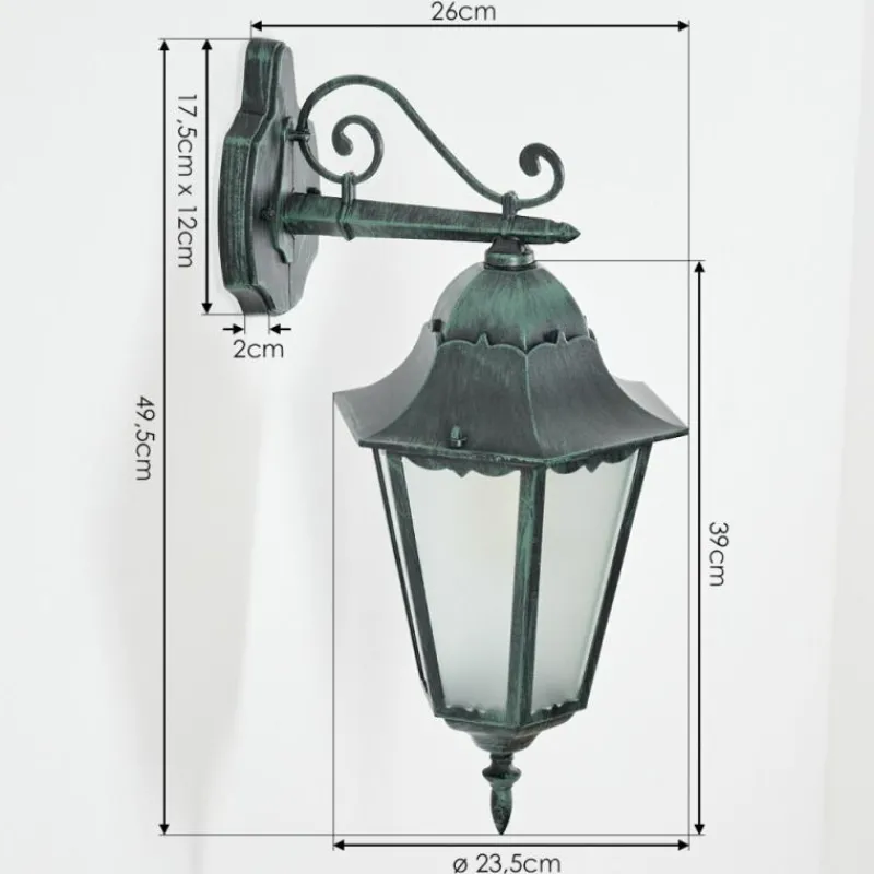 Luminaires Rustiques-hofstein Applique murale d'extérieur Hongkong Vert, Noir, 1 lumière