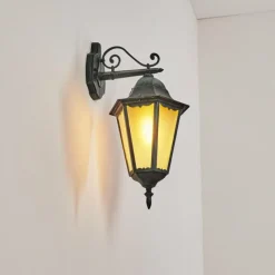 Luminaires Rustiques-hofstein Applique murale d'extérieur Hongkong Vert, Noir, 1 lumière