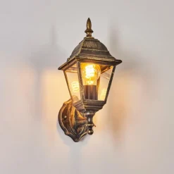 Luminaires Rustiques-hofstein Applique murale d'extérieur Naofe Brun, Or, 1 lumière