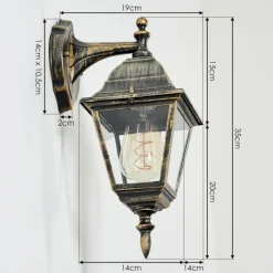 Luminaires Rustiques-hofstein Applique murale d'extérieur Naofe Brun, Or, 1 lumière