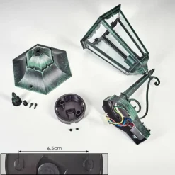 Luminaires Rustiques-hofstein Applique murale d'extérieur Hongkong Vert, Noir, 1 lumière, Détecteur de mouvement