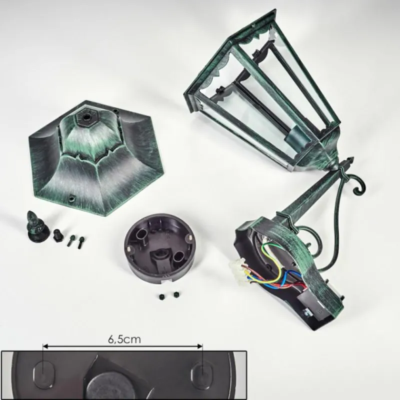 Luminaires Rustiques-hofstein Applique murale d'extérieur Hongkong Vert, Noir, 1 lumière, Détecteur de mouvement