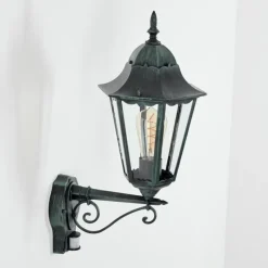 Luminaires Rustiques-hofstein Applique murale d'extérieur Hongkong Vert, Noir, 1 lumière, Détecteur de mouvement