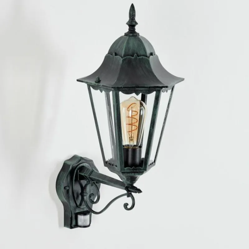 Luminaires Rustiques-hofstein Applique murale d'extérieur Hongkong Vert, Noir, 1 lumière, Détecteur de mouvement