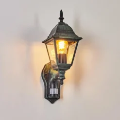 Luminaires Rustiques-hofstein Applique murale d'extérieur Naofe Vert, Noir, 1 lumière, Détecteur de mouvement